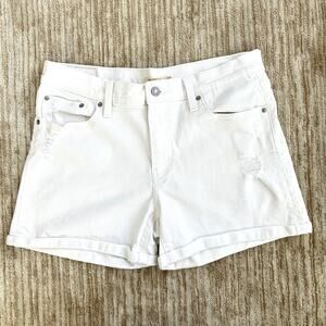 Levi's White Mid Length Denim Shorts‎ Size 32 Stretch Women's jean Shorts
